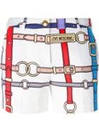 Love Moschino Belt Print High Waist Shorts