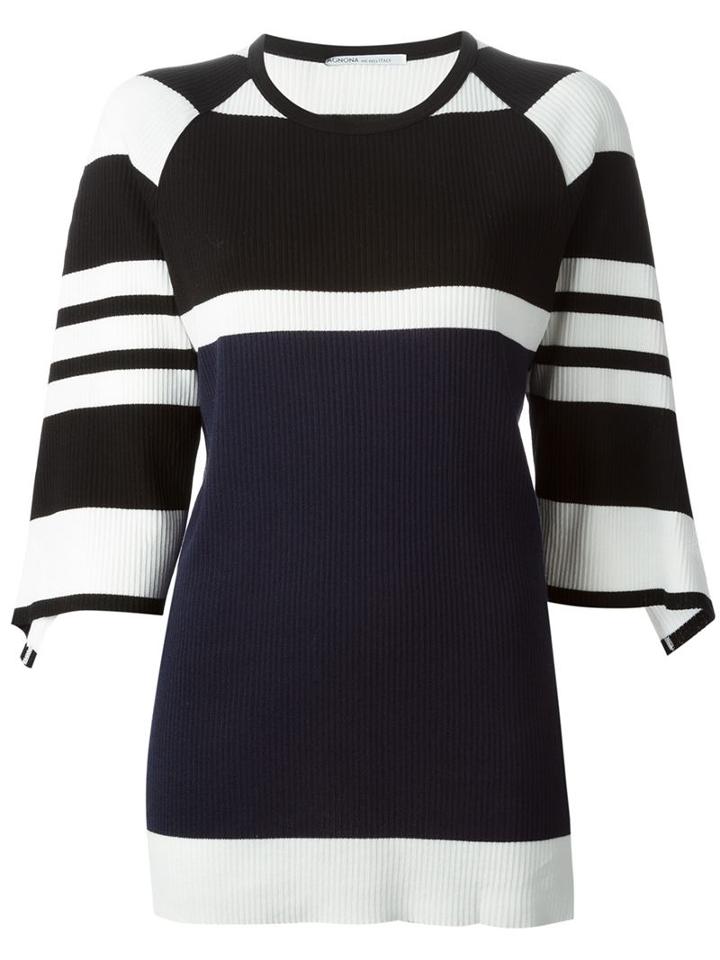 Agnona Wide Three Quarter Length Sleeves Striped Sweater