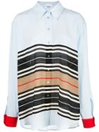 Burberry Icon Stripe Oversized Shirt - Blue