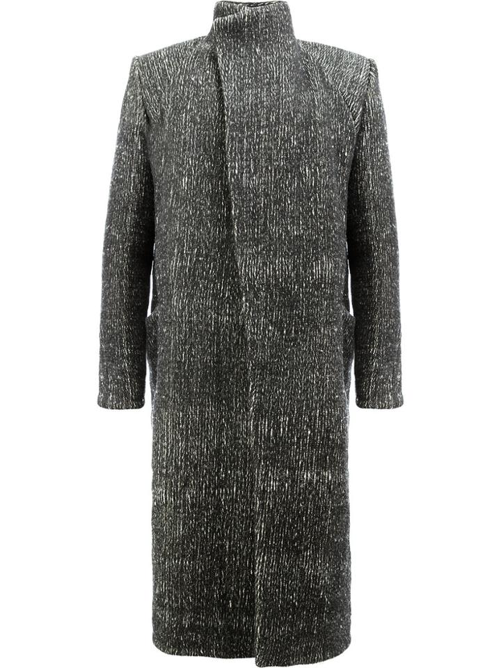 A New Cross Single Breasted Coat - Black