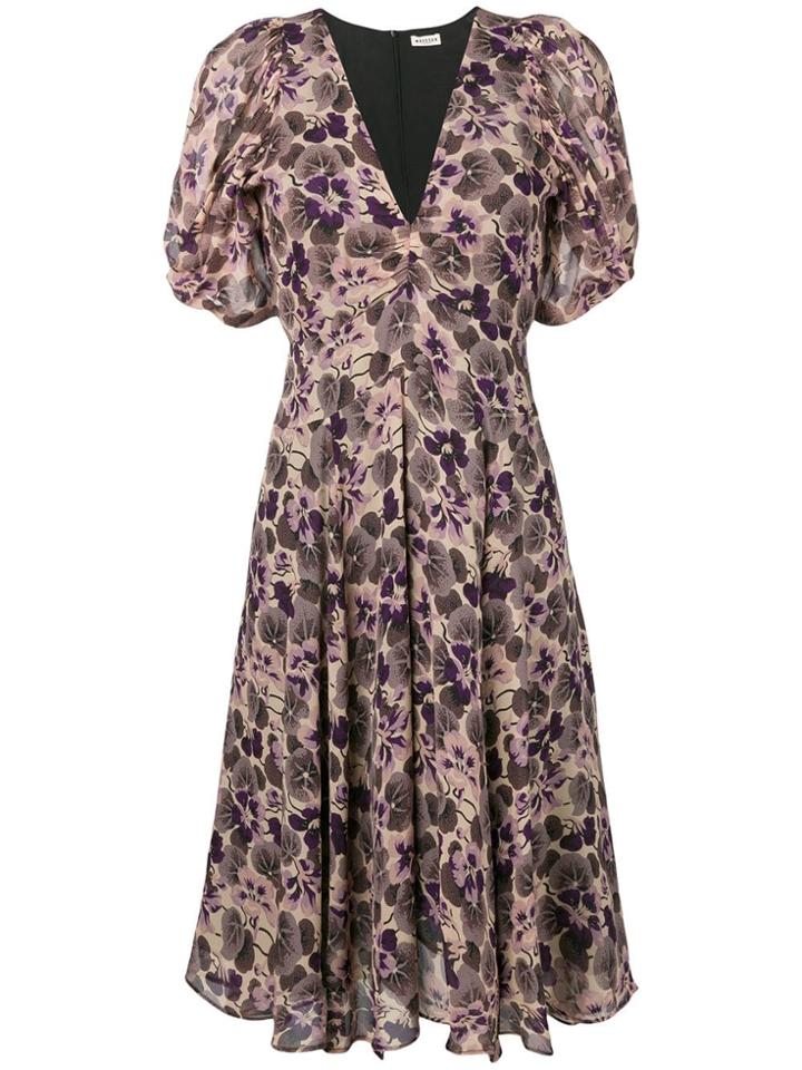 Masscob Floral Print Silk Dress - Purple