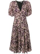 Masscob Floral Print Silk Dress - Purple
