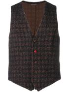 Manuel Ritz Houndstooth Waistcoat - Brown