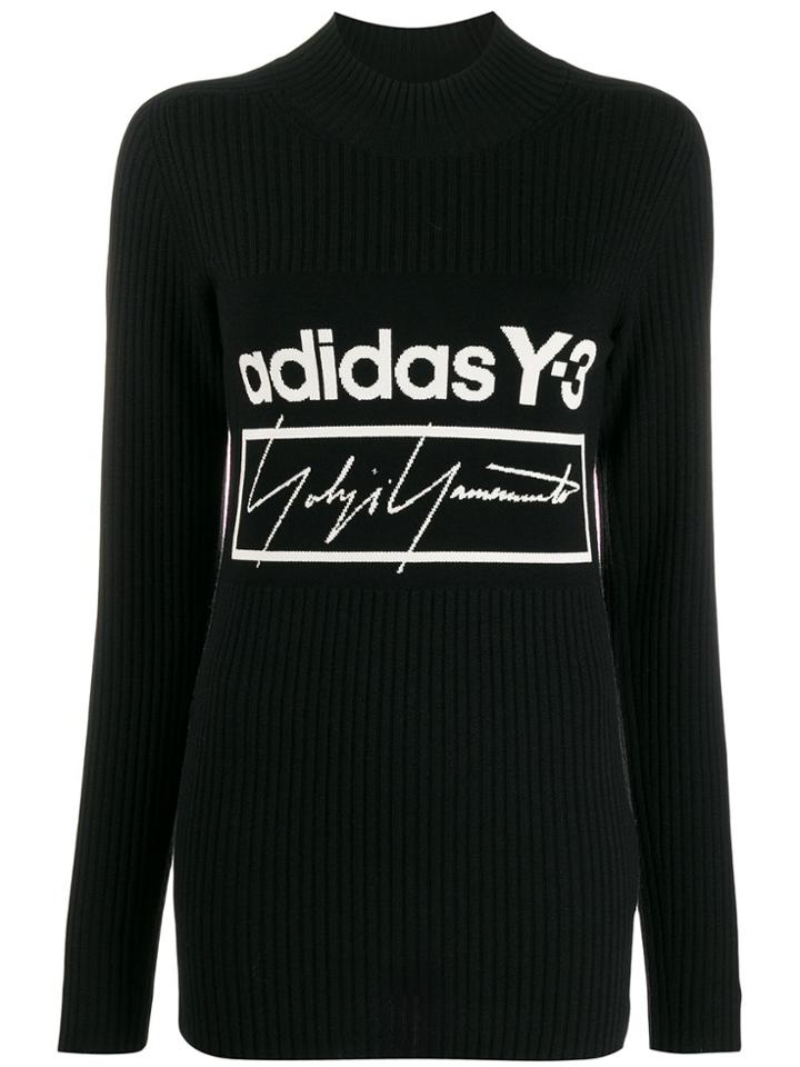 Y-3 Logo Ribbed-knit Jumper - Black