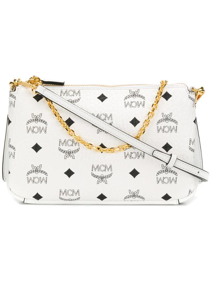 Mcm Logo Print Clutch - White