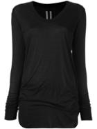 Rick Owens - V-neck T-shirt - Women - Silk - 40, Black, Silk