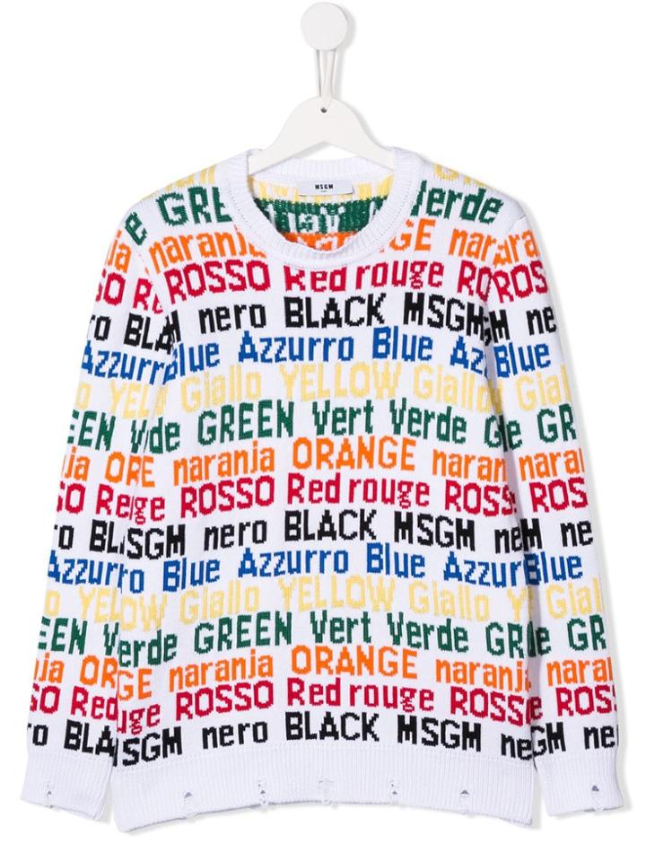 Msgm Kids All-over Print Jumper - White