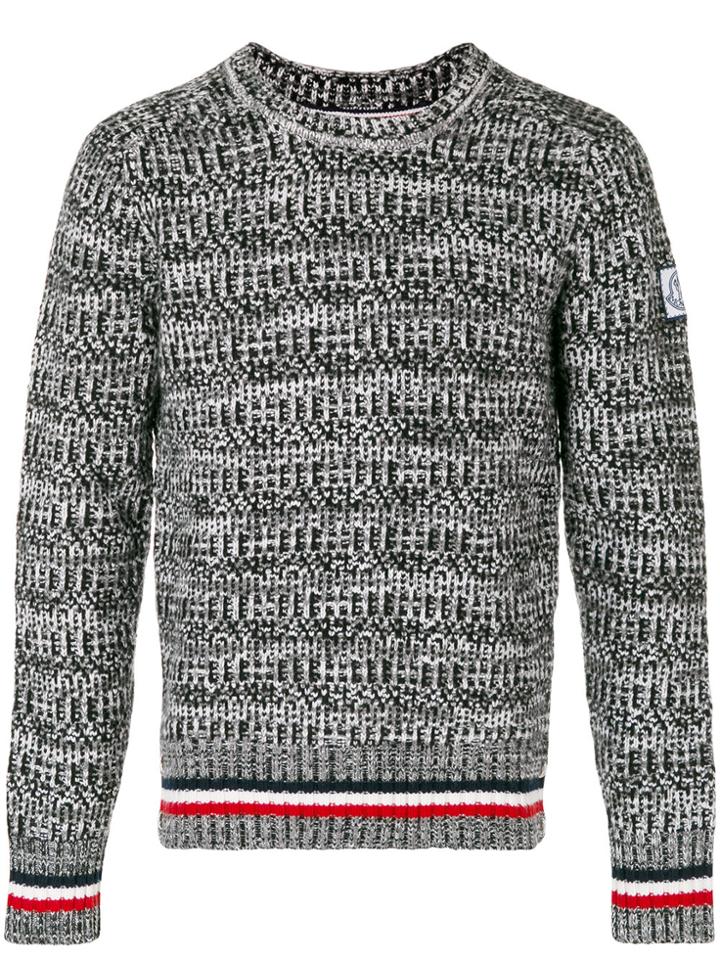 Moncler Gamme Bleu Tonal Stripe Trim Sweater - Grey