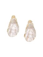 Burberry Faux Pearl Detail Gold-plated Oyster Earrings - White