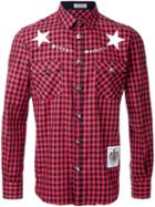 Education From Youngmachines 'stars' Print Checked Shirt, Men's, Size: 2, Red, Cotton