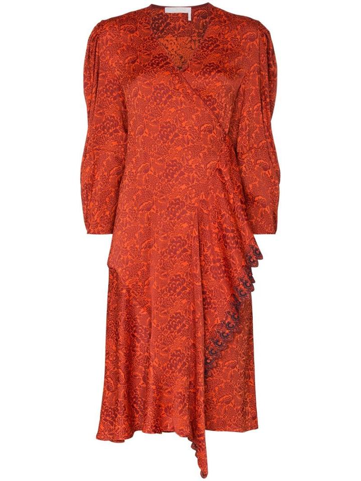 Chloé Floral Print Wrap Dress - Red