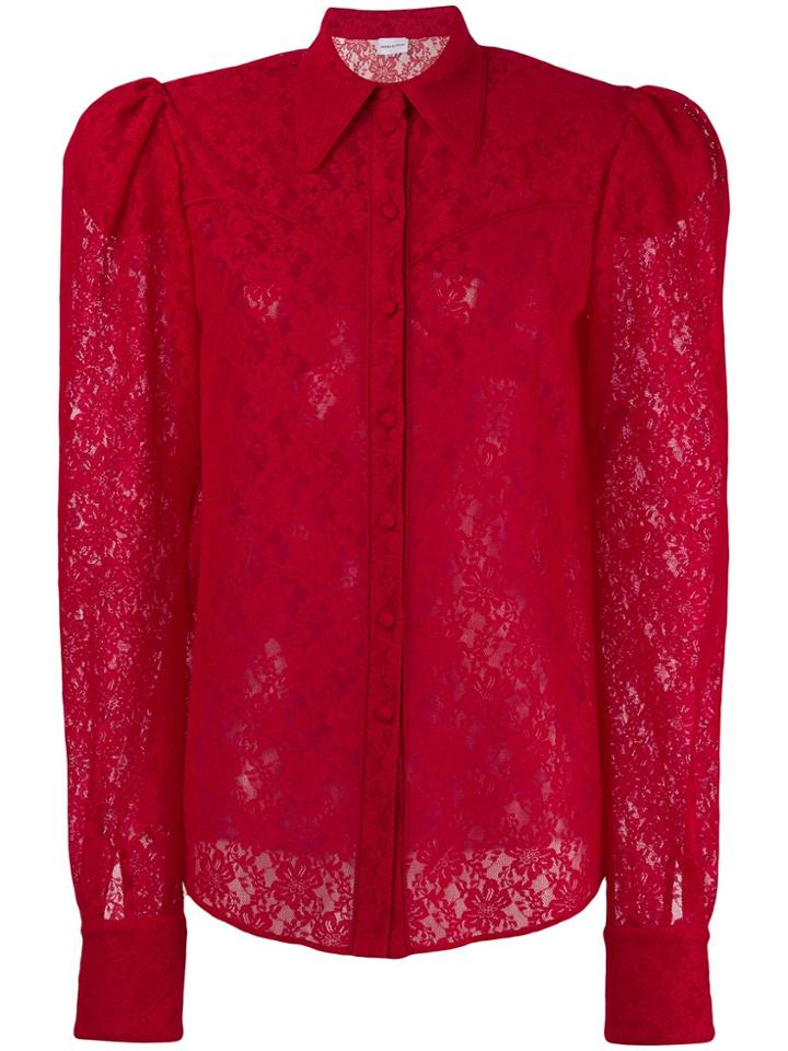 Magda Butrym Longsleeved Lace Shirt - Red