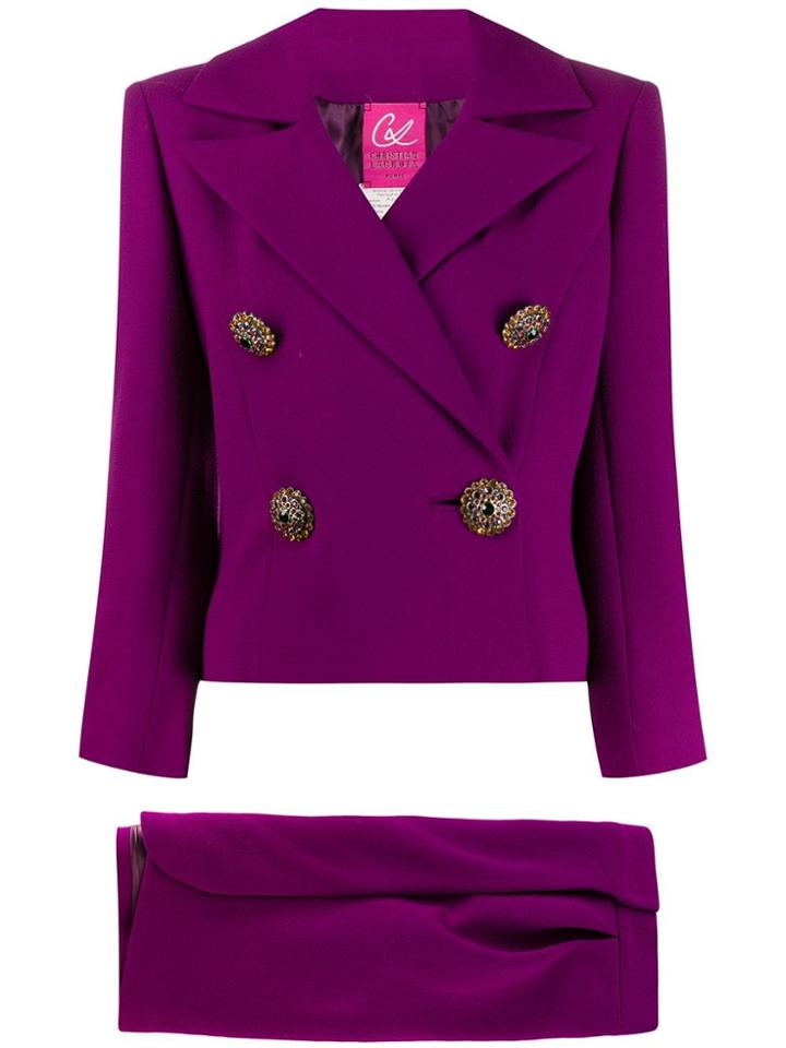 Christian Lacroix Pre-owned 1980s Double-breasted Skirt Suit - Purple
