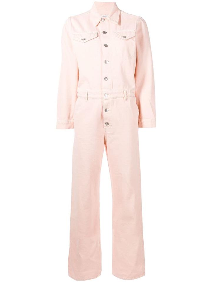 Ganni Washed Denim Jumpsuit - Pink