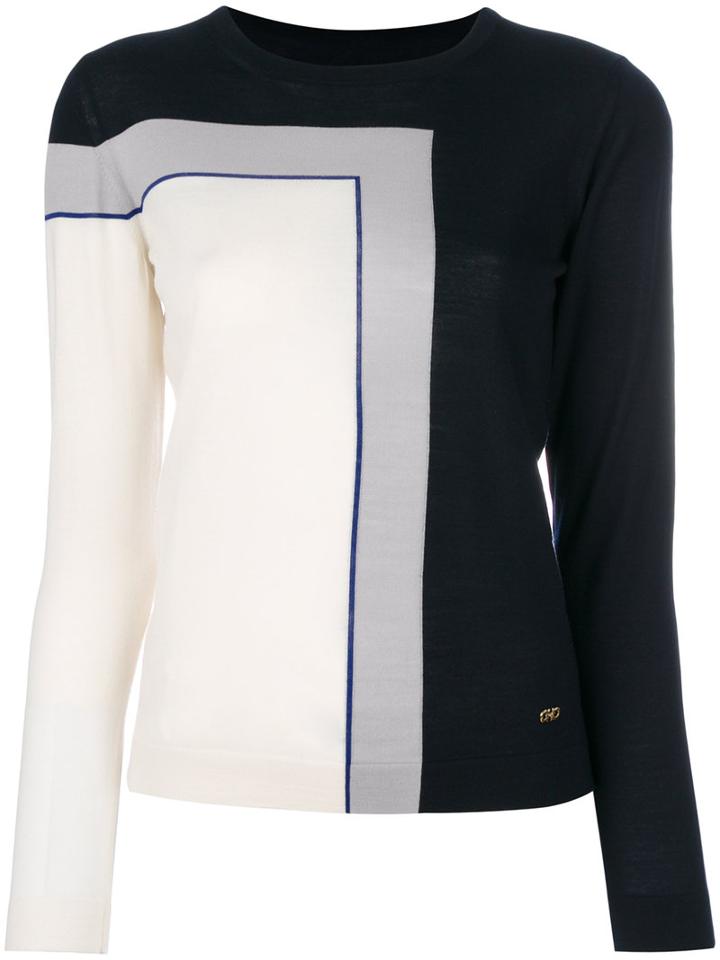 Salvatore Ferragamo - Geometric Colour Block Jumper - Women - Virgin Wool - M, White, Virgin Wool