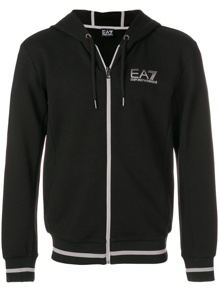 Emporio Armani Contrast-trim Zip-up Hoodie - Black