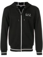Emporio Armani Contrast-trim Zip-up Hoodie - Black