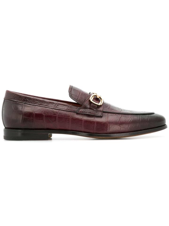 Santoni Crocodile-embossed Loafers - Red