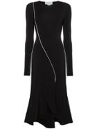 Esteban Cortazar Slit Fitted Midi Dress - Black