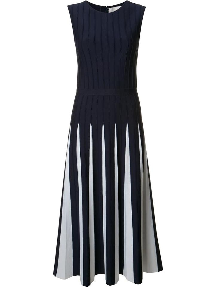 Carolina Herrera Pleated Knit Dress, Women's, Size: Small, Blue, Viscose