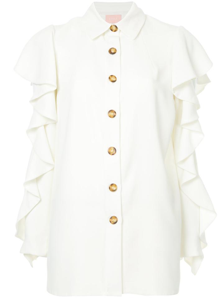 Liya Cut Out Frill Sleeves Shirt - White