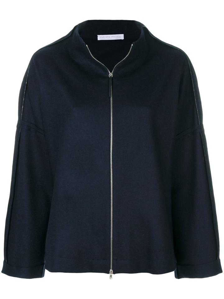 Fabiana Filippi Zip Up Cape Cardigan - Blue