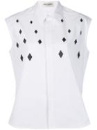 Saint Laurent Sleeveless Appliqué Shirt - White