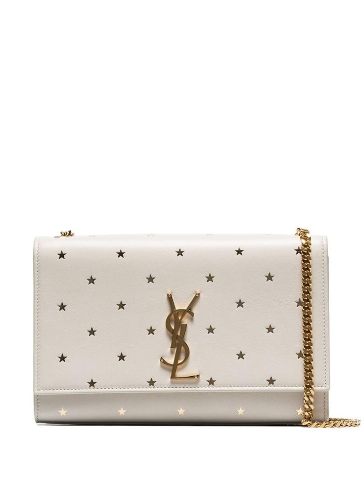 Saint Laurent Monogrammed Star-embellished Shoulder Bag - Neutrals