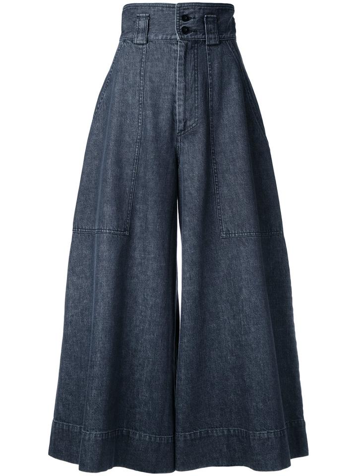High Waist Wide Leg Trousers - Women - Cotton - M, Black, Cotton, Mikio Sakabe