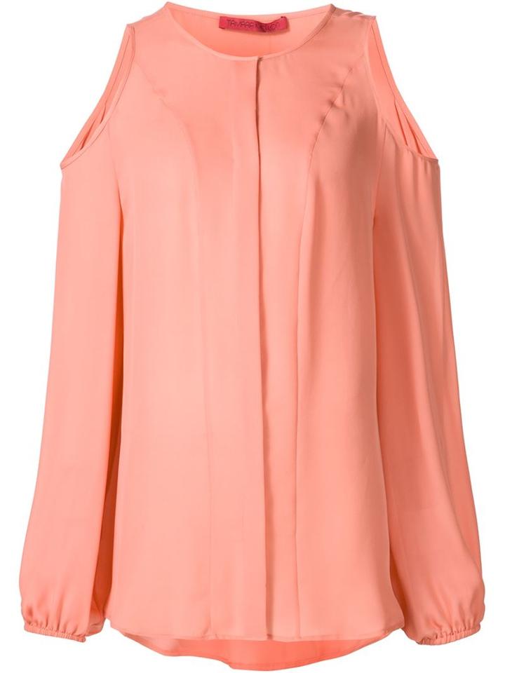 Tamara Mellon Cut-out Shoulder Blouse, Women's, Size: 0, Pink/purple, Silk