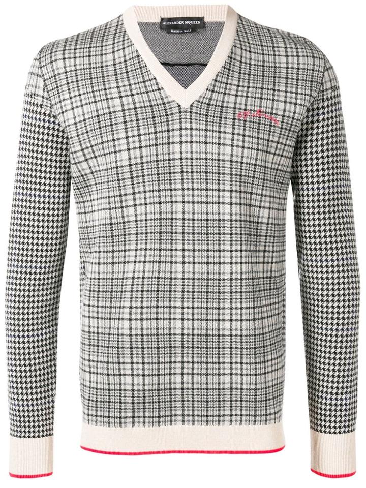 Alexander Mcqueen Check Knitted Sweatshirt - Neutrals