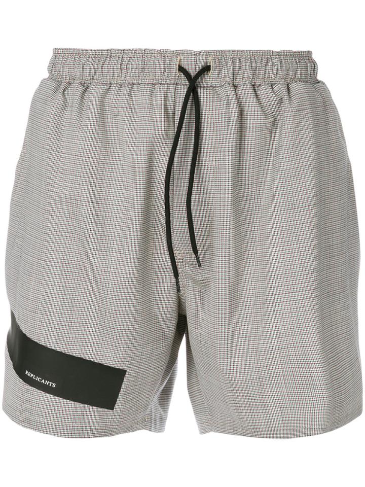 Raf Simons Plaid Draw-string Shorts - Grey