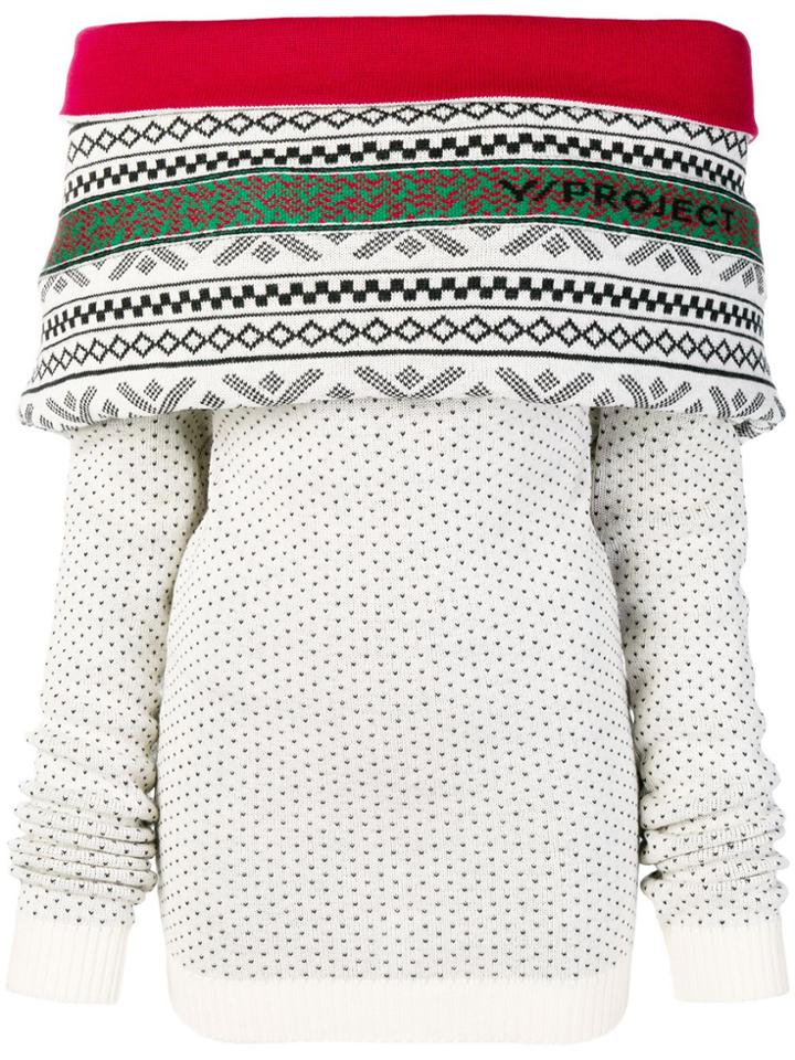 Y / Project Off-shoulder Jumper - White
