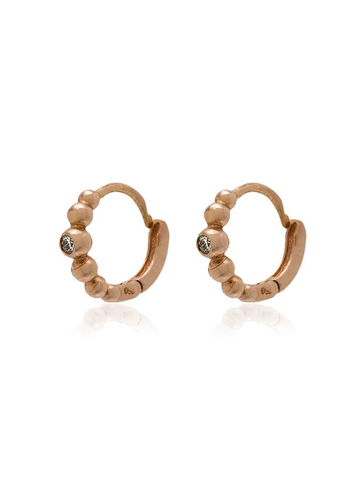 Gigi Clozeau Rose Gold Lucky Diamond Mini Hoop Earrings - Metallic