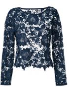 Luisa Cerano Lace Cut-out Top, Women's, Size: 40, Blue, Polyester