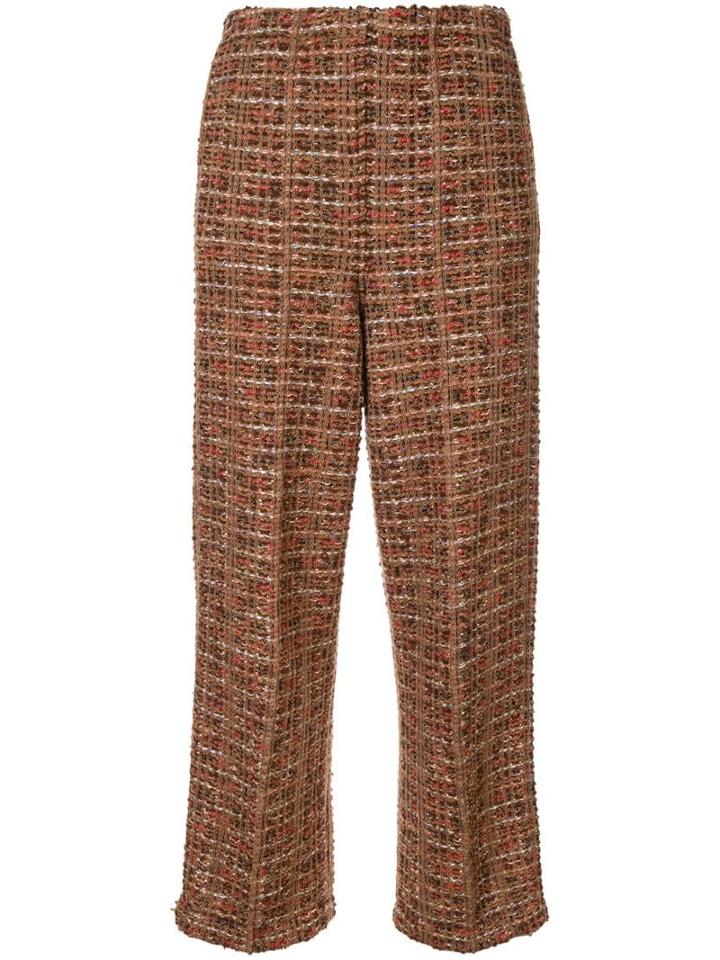 Coohem Tweed Cropped Trousers - Brown