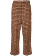 Coohem Tweed Cropped Trousers - Brown