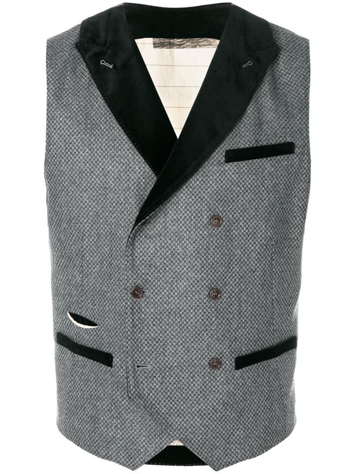 Al Duca D'aosta 1902 Double Breasted Jacquard Waistcoat - Grey