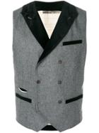 Al Duca D'aosta 1902 Double Breasted Jacquard Waistcoat - Grey
