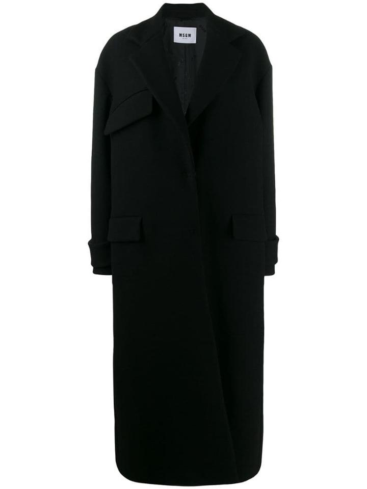 Msgm Oversized Single Breasted Coat - Black