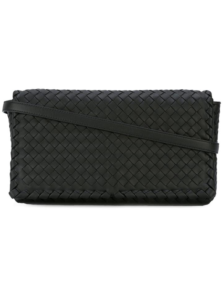 Bottega Veneta Woven Foldover Satchel - Black