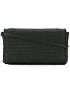 Bottega Veneta Woven Foldover Satchel - Black