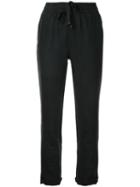 Venroy - Drawstring Cropped Trousers - Women - Linen/flax - L, Black, Linen/flax