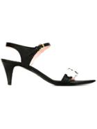 Boutique Moschino Flower Embellished Sandals, Women's, Size: 38, Black, Calf Leather/leather
