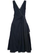 Derek Lam 10 Crosby - Wrap Dress With Pleating - Women - Cotton - 6, Blue, Cotton