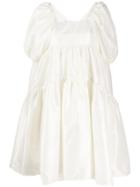 Cecilie Bahnsen Bow Fastened Tiered Dress - Neutrals