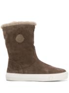 Moncler Logo Patch Mid-calf Boots - Brown