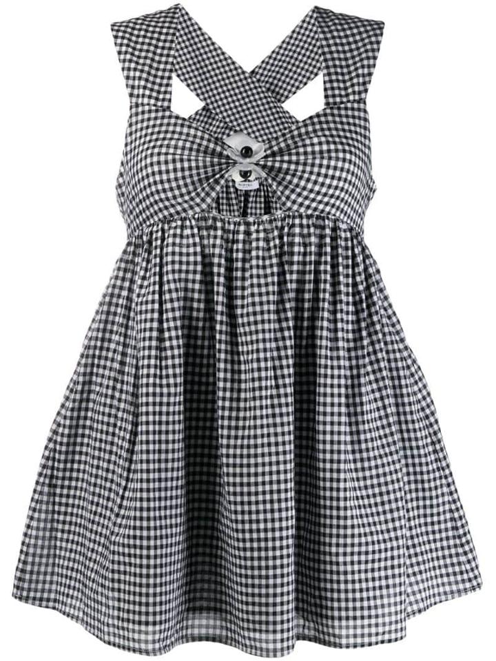 Marysia Check Flare Mini Dress - Black