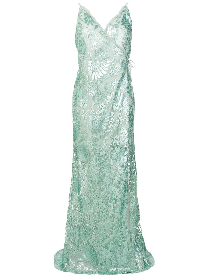 Maria Lucia Hohan Sequin Embroidered Zita Gown - Blue