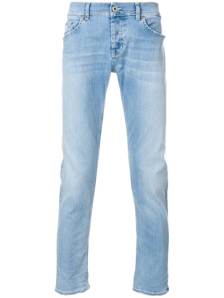 Dondup Frayed Faded Slim-fit Jeans - Blue